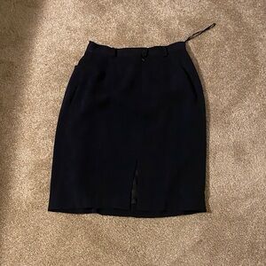 Lauren Ralph Lauren Navy Pencil Skirt with Front Vent